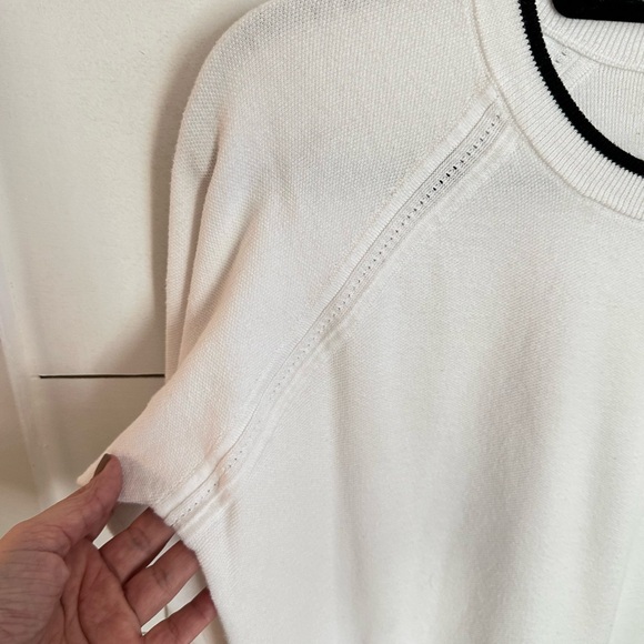 ATHLETA M White north point ribbed black trim cotton blend woman popover tunic - Picture 5 of 13